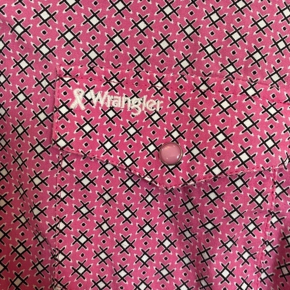 Pink wranglers, western shirt, XXL button down pink and white - Picture 5 of 8